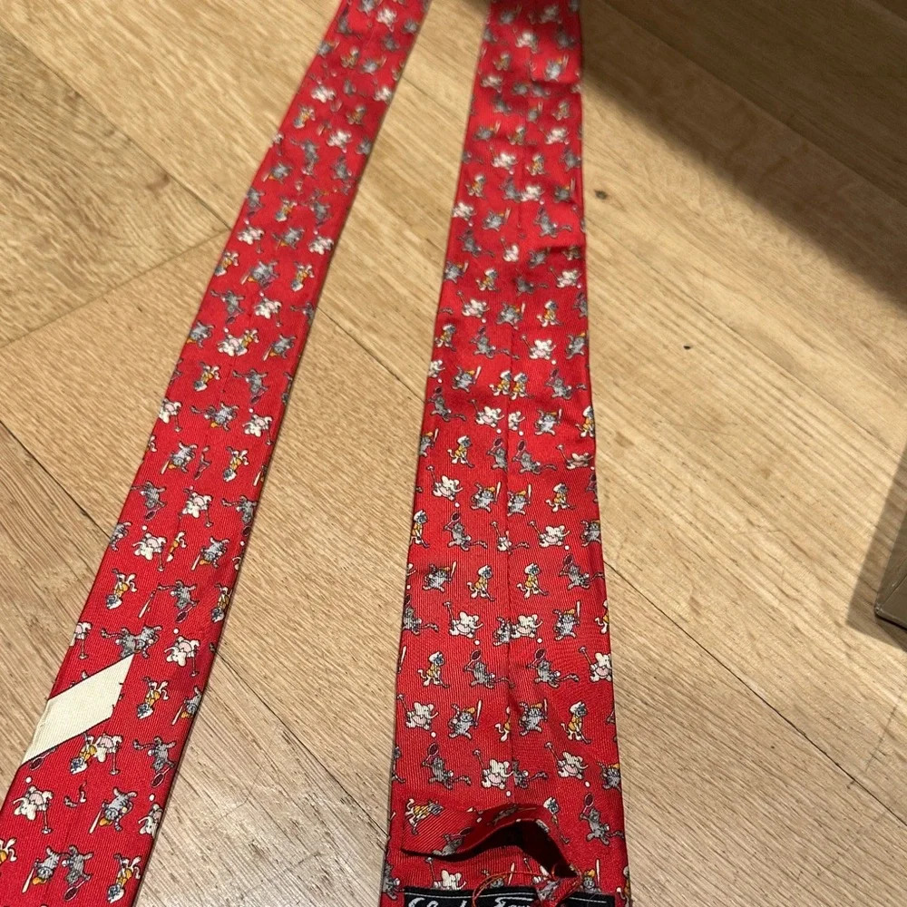 Salvatore Ferragamo Red Tie with Cartoon Motif